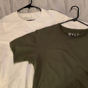 BYLT Basics Drop-Cut Shirt - Bone & Olive - Large